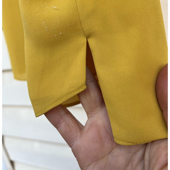 Topshop mustard thin strap front/back V-neck, lined top, side slits, size 2 - Picture 7 of 9